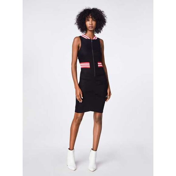 NICOLE MILLER COLLECTION Linen Slouch Dress Black Zip Front Women's 6 - Picture 2 of 13